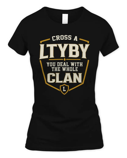 LTYBY NT1-K008 Cross A/An NAME, You Deal With the Whole Clan | Personalized Vintage T-Shirt - Women's Standard T-Shirt - Black