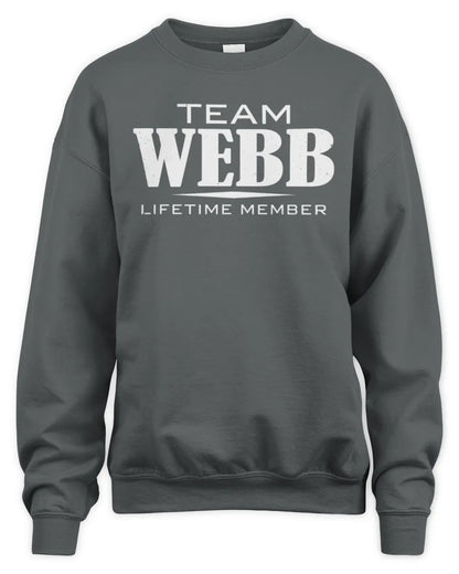 WEBB BL62-K4-128 - Personalized “Team NAME Lifetime Member” - Unisex Sweatshirt - Charcoal