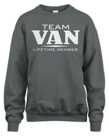 VAN BL62-K4-128 - Personalized “Team NAME Lifetime Member” - Unisex Sweatshirt - Charcoal