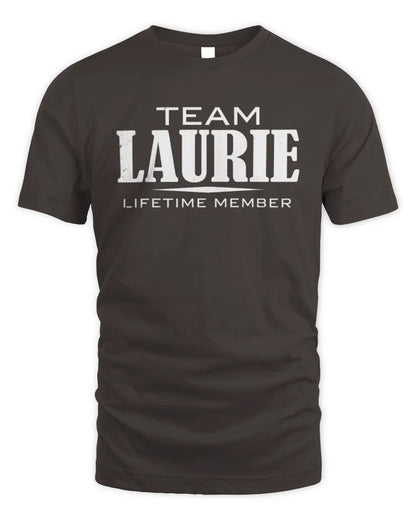 LAURIE BL62-K4-128 - Personalized “Team NAME Lifetime Member” - Unisex Standard T-Shirt - Dark Chocolate