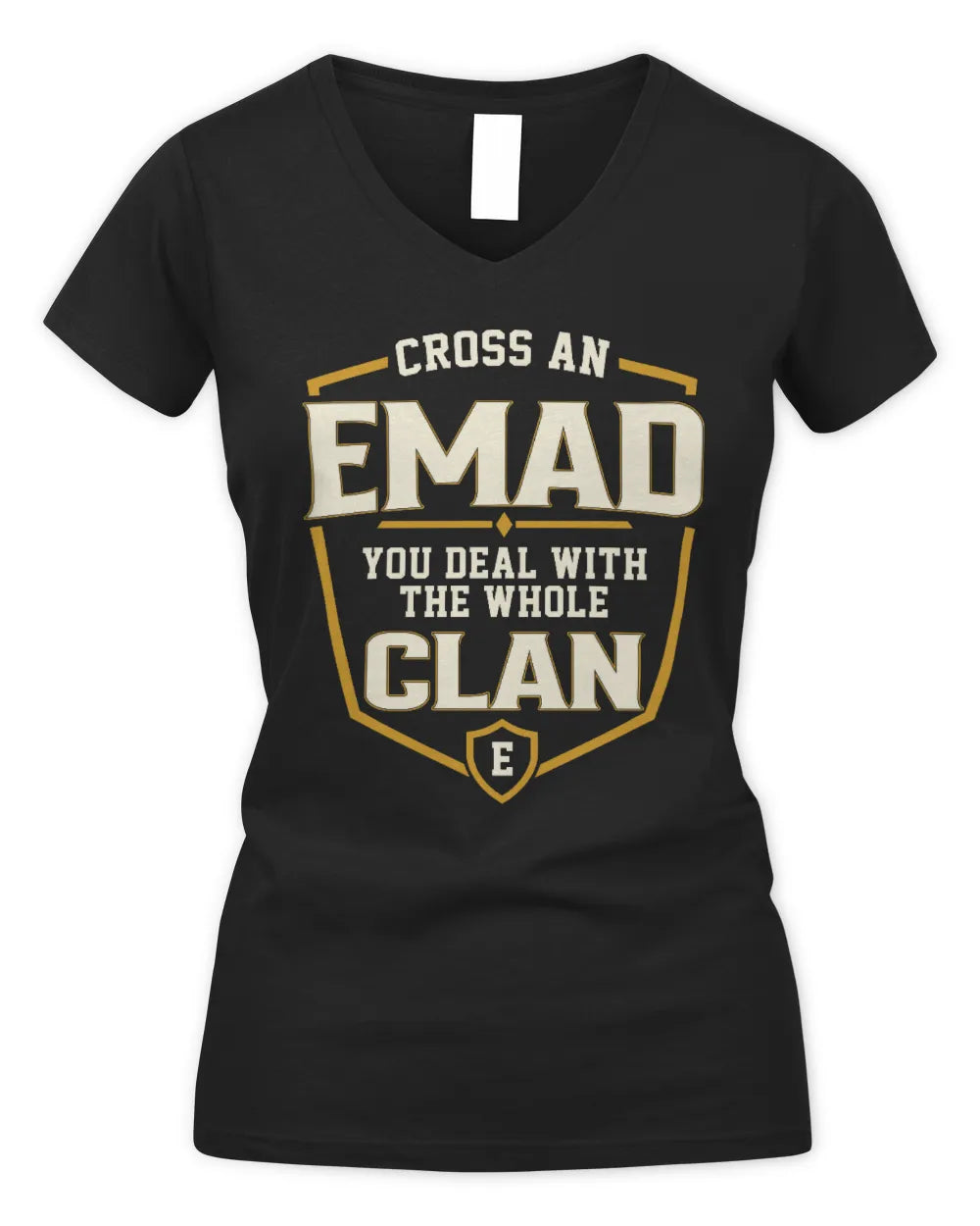 EMAD NT1-K008 Cross A/An NAME, You Deal With the Whole Clan | Personalized Vintage T-Shirt - Women's V-Neck T-Shirt - Black