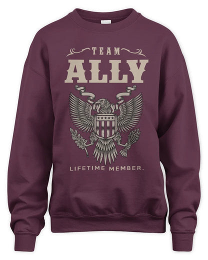 ALLY TP06-K82 – Personalized Classic Style Apparel “Team NAME Lifetime Member” - Unisex Sweatshirt - Maroon