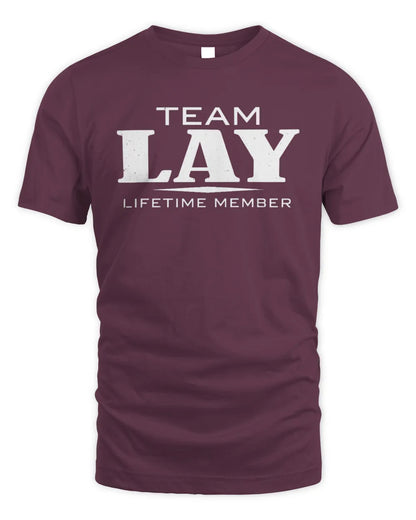 LAY BL62-K4-128 - Personalized “Team NAME Lifetime Member” - Unisex Standard T-Shirt - Maroon