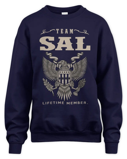 SAL TP06-K82 – Personalized Classic Style Apparel “Team NAME Lifetime Member” - Unisex Sweatshirt - Navy