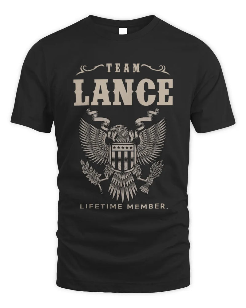 LANCE TP06-K82 – Personalized Classic Style Apparel “Team NAME Lifetime Member” - Unisex Standard T-Shirt - Black
