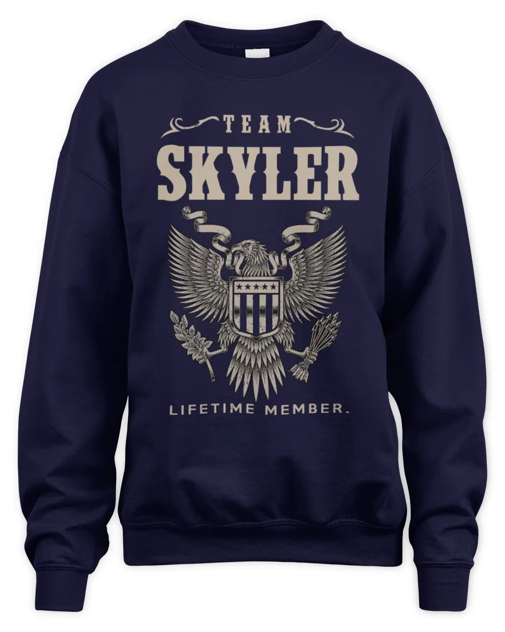 SKYLER TP06-K82 – Personalized Classic Style Apparel “Team NAME Lifetime Member” - Unisex Sweatshirt - Navy