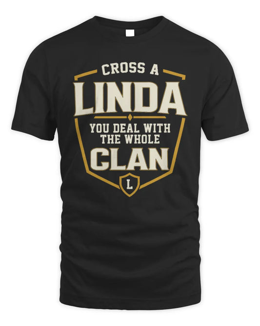 LINDA NT1-K008 Cross A/An NAME, You Deal With the Whole Clan | Personalized Vintage T-Shirt - Unisex Standard T-Shirt - Black