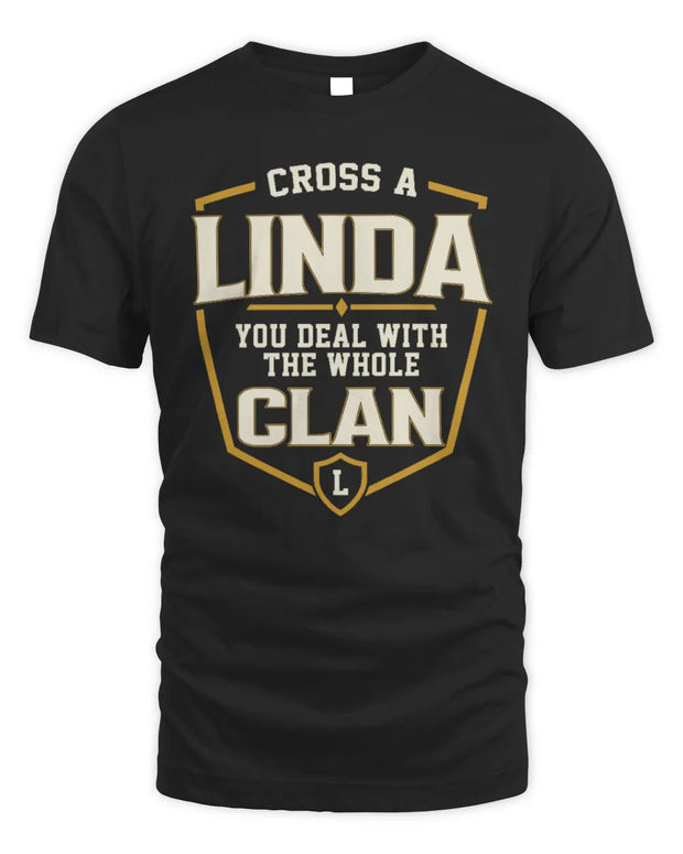 LINDA NT1-K008 Cross A/An NAME, You Deal With the Whole Clan | Personalized Vintage T-Shirt