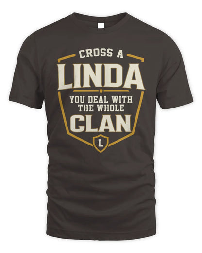 LINDA NT1-K008 Cross A/An NAME, You Deal With the Whole Clan | Personalized Vintage T-Shirt - Unisex Standard T-Shirt - Dark Chocolate