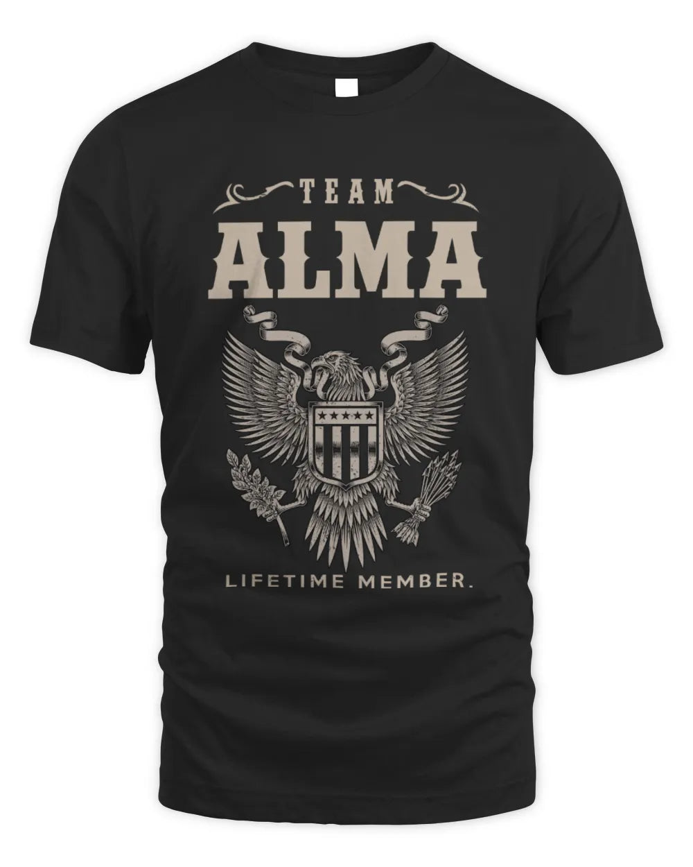 ALMA TP06-K82 – Personalized Classic Style Apparel “Team NAME Lifetime Member” - Unisex Standard T-Shirt - Black