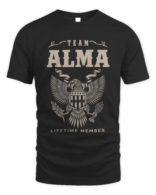 ALMA TP06-K82 – Personalized Classic Style Apparel “Team NAME Lifetime Member” - Unisex Standard T-Shirt - Black