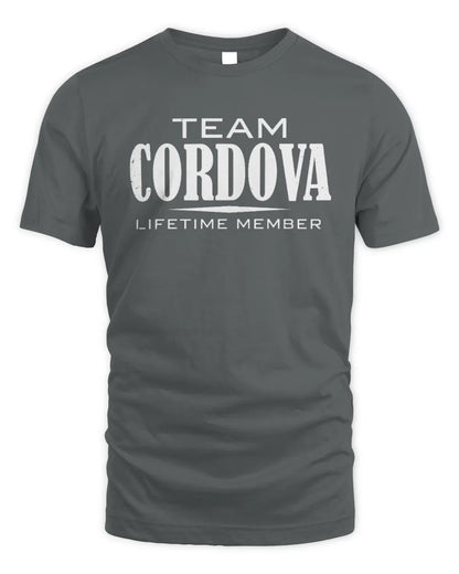 CORDOVA BL62-K4-128 - Personalized “Team NAME Lifetime Member” - Unisex Standard T-Shirt - Charcoal