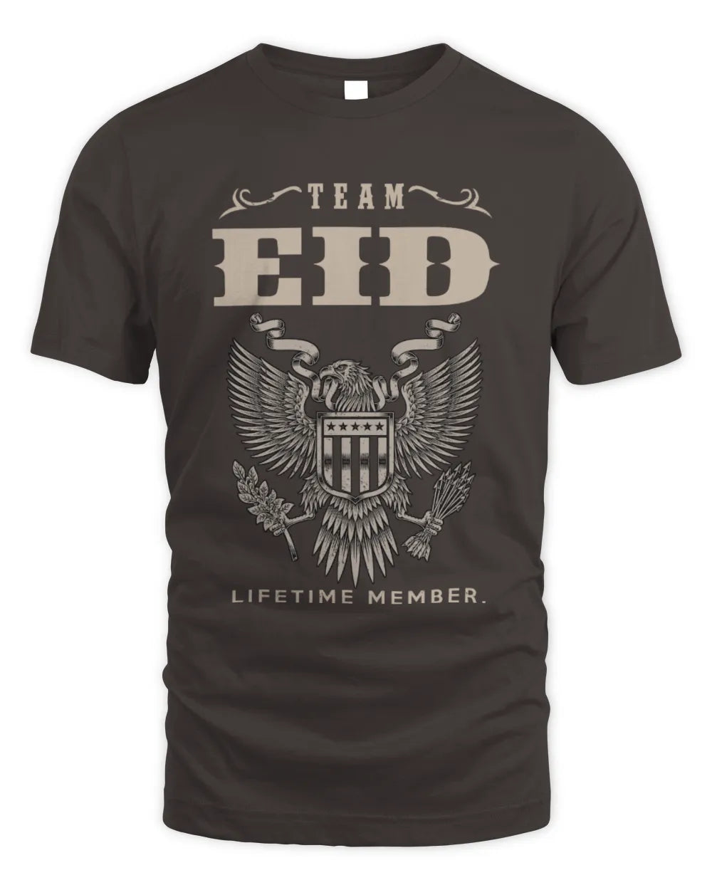 EID TP06-K82 – Personalized Classic Style Apparel “Team NAME Lifetime Member” - Unisex Standard T-Shirt - Dark Chocolate