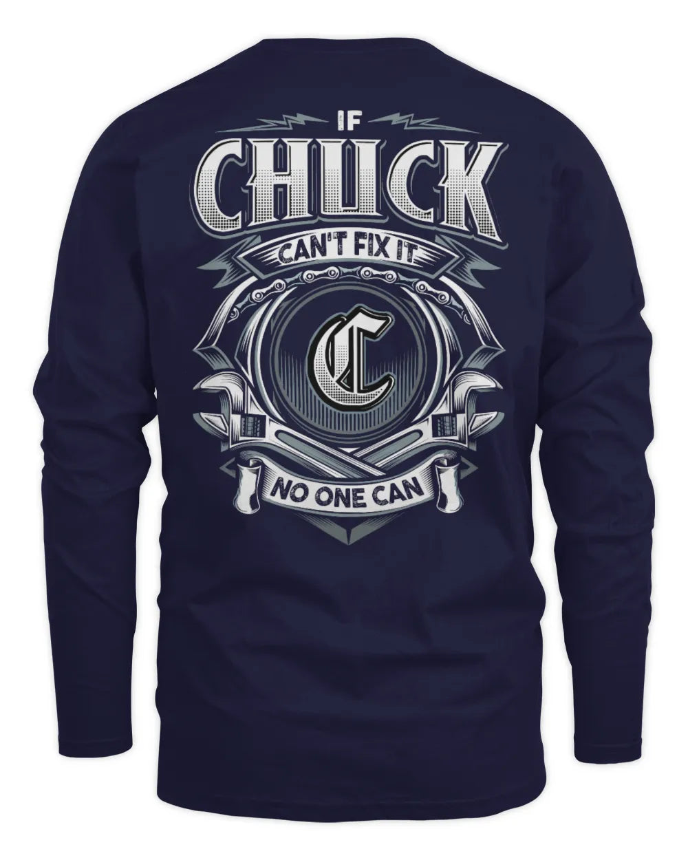 CHUCK AP81-K4-626 - Personalized Ahmed Quote Apparel “If Ahmed Can't Fix It, No One Can” - Men's Long Sleeved T-Shirt - Navy