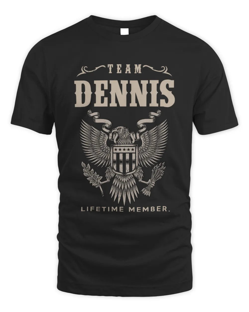 DENNIS TP06-K82 – Personalized Classic Style Apparel “Team NAME Lifetime Member” - Unisex Standard T-Shirt - Black