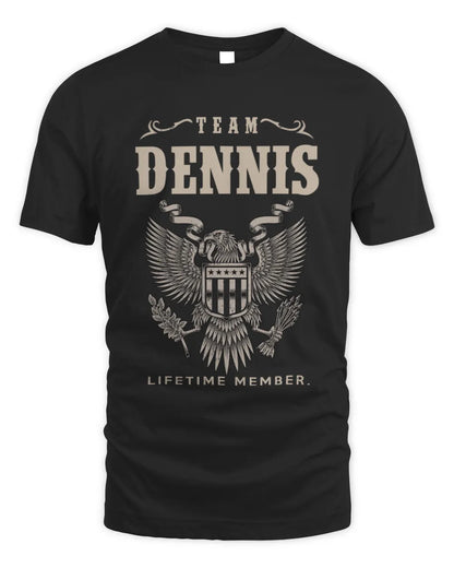 DENNIS TP06-K82 – Personalized Classic Style Apparel “Team NAME Lifetime Member” - Unisex Standard T-Shirt - Black