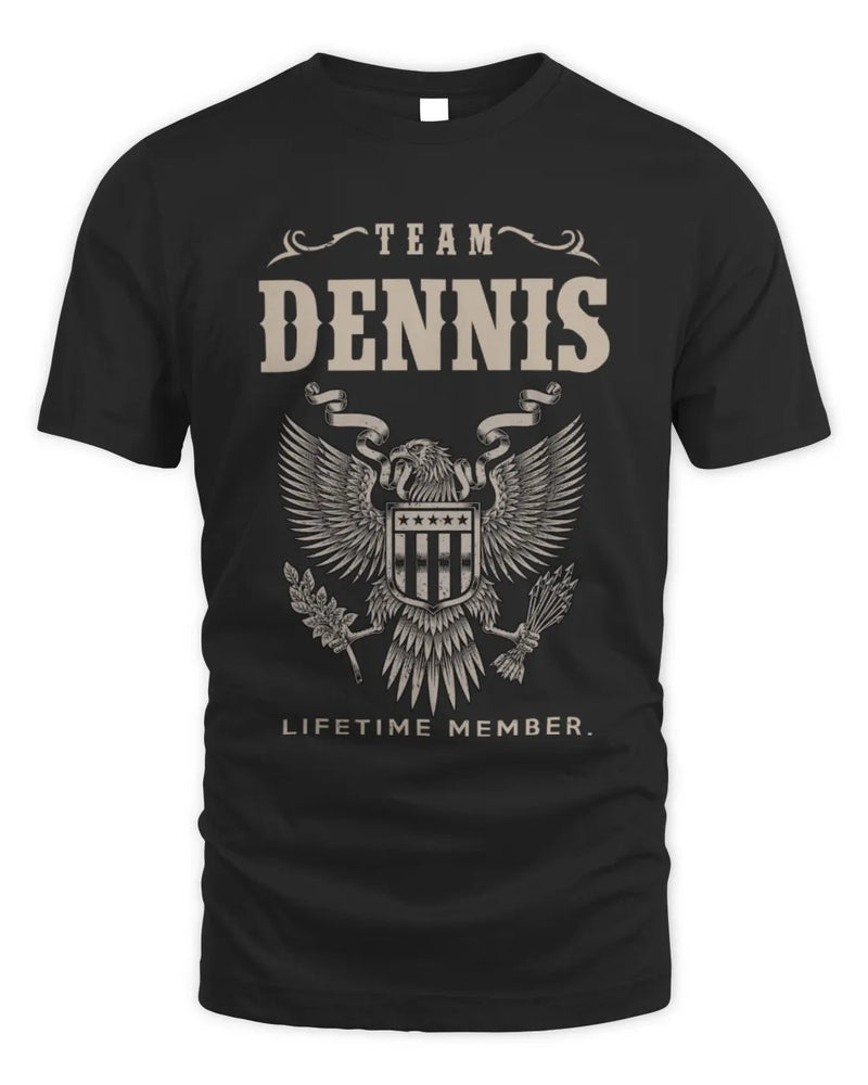 DENNIS TP06-K82 – Personalized Classic Style Apparel “Team NAME Lifetime Member” - Unisex Standard T-Shirt - Black