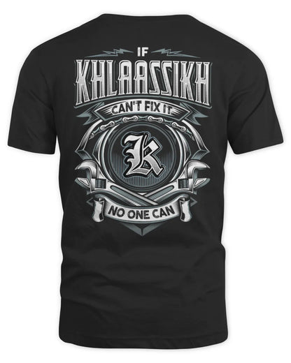 KHLAASSIKH AP81-K4-626 - Personalized Ahmed Quote Apparel “If Ahmed Can't Fix It, No One Can” - Unisex Standard T-Shirt - Black