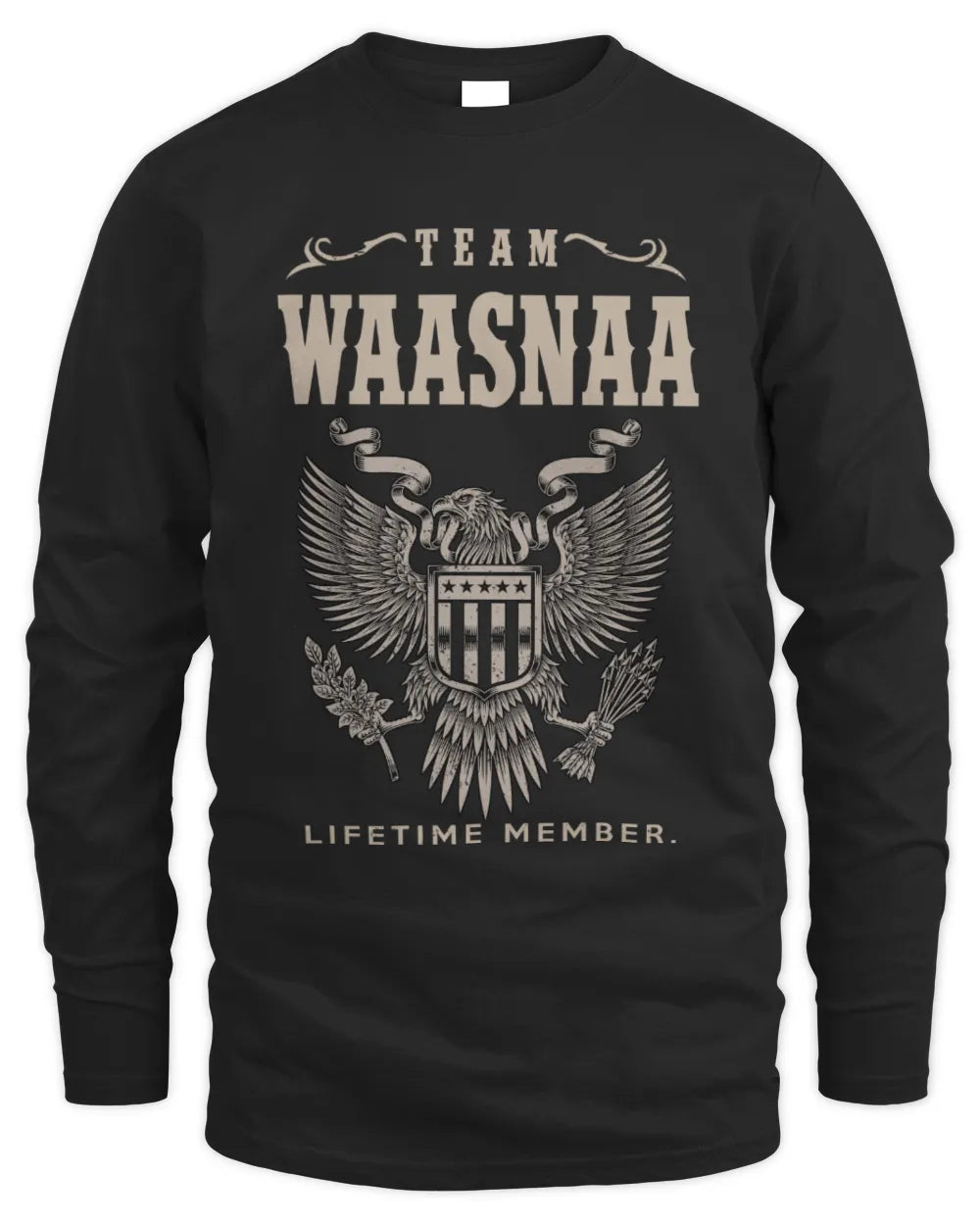 WAASNAA TP06-K82 – Personalized Classic Style Apparel “Team NAME Lifetime Member” - Men's Long Sleeved T-Shirt - Black