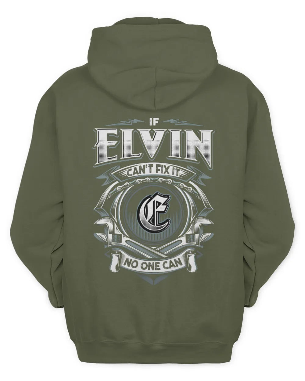 ELVIN AP81-K4-626 - Personalized Ahmed Quote Apparel “If Ahmed Can't Fix It, No One Can” - Unisex Hoodie - Military Green