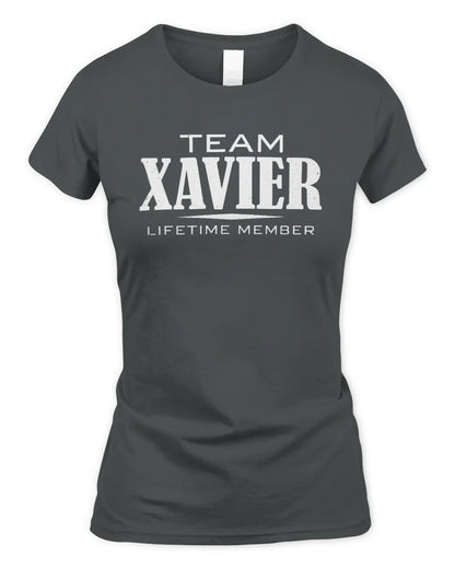 XAVIER BL62-K4-128 - Personalized “Team NAME Lifetime Member” - Women's Standard T-Shirt - Charcoal