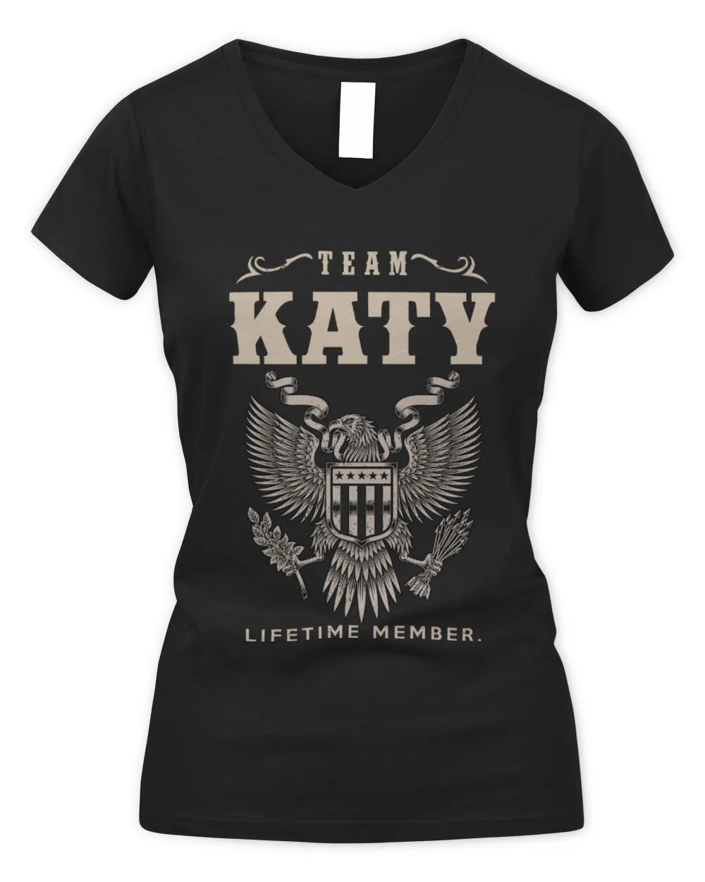 KATY TP06-K82 – Personalized Classic Style Apparel “Team NAME Lifetime Member” - Women's V-Neck T-Shirt - Black