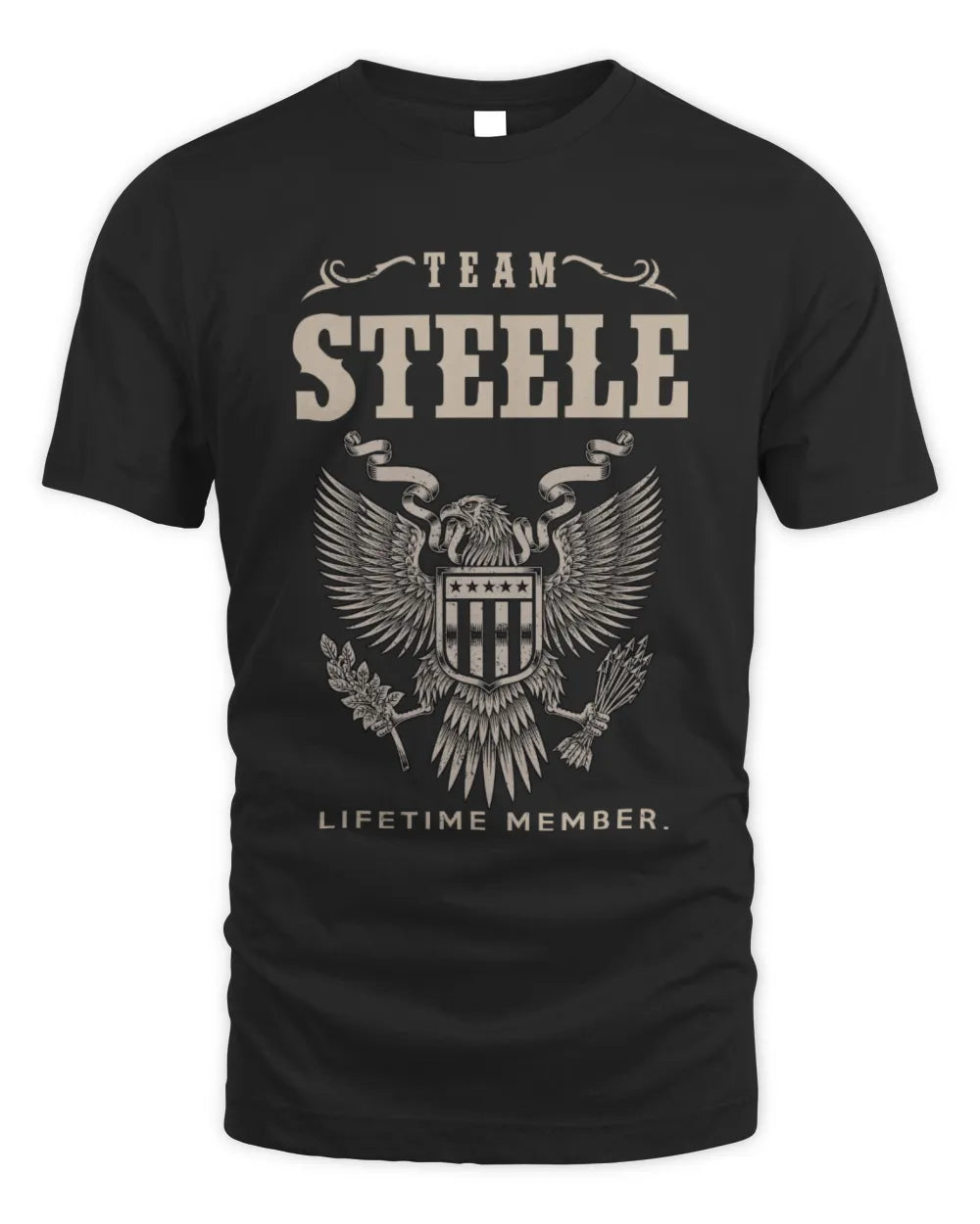 STEELE TP06-K82 – Personalized Classic Style Apparel “Team NAME Lifetime Member” - Unisex Standard T-Shirt - Black