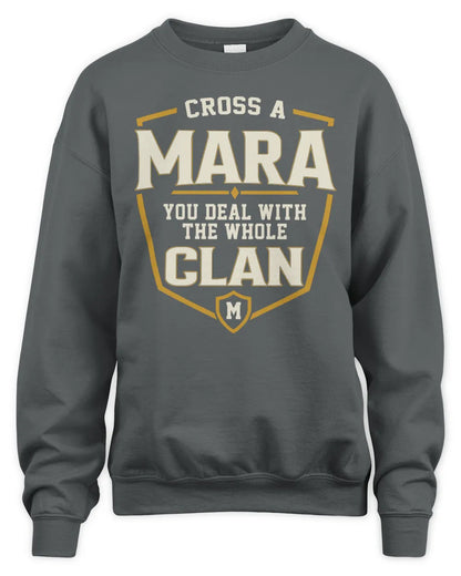 MARA NT1-K008 Cross A/An NAME, You Deal With the Whole Clan | Personalized Vintage T-Shirt - Unisex Sweatshirt - Charcoal