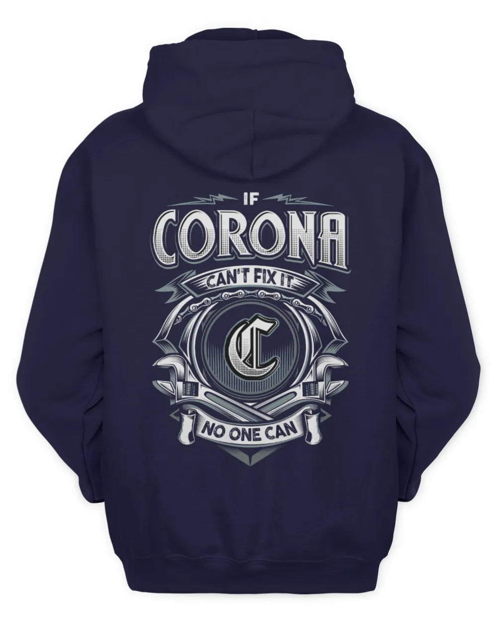 CORONA AP81-K4-626 - Personalized Ahmed Quote Apparel “If Ahmed Can't Fix It, No One Can” - Unisex Hoodie - Navy