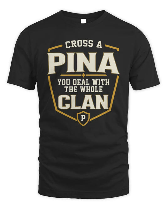 PINA NT1-K008 Cross A/An NAME, You Deal With the Whole Clan | Personalized Vintage T-Shirt - Unisex Standard T-Shirt - Black