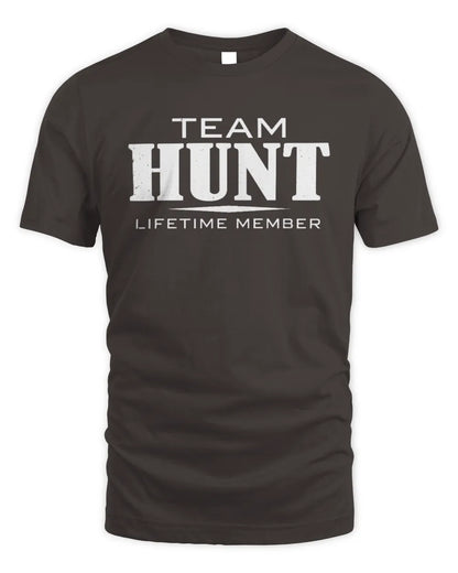 HUNT BL62-K4-128 - Personalized “Team NAME Lifetime Member” - Unisex Standard T-Shirt - Dark Chocolate