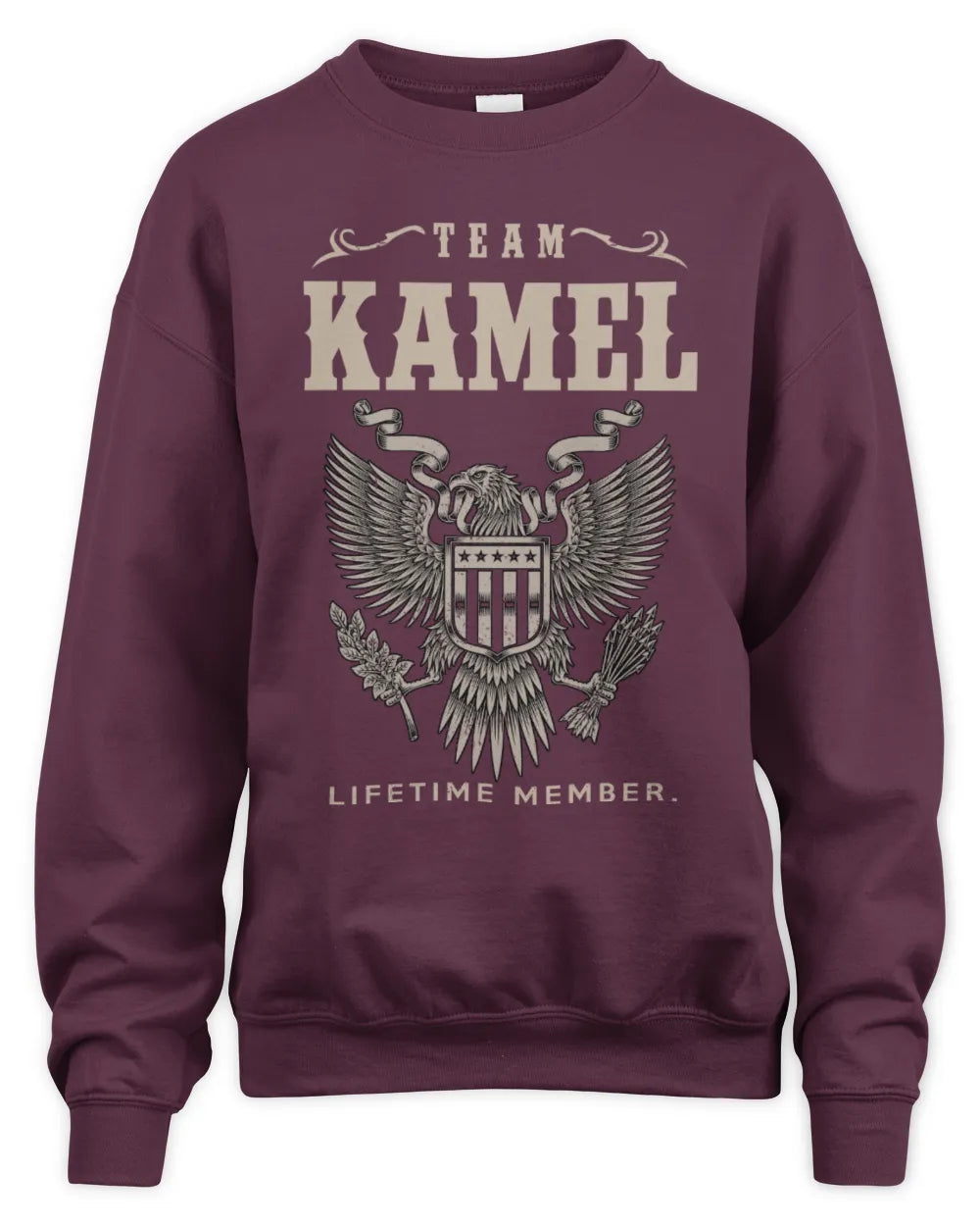 KAMEL TP06-K82 – Personalized Classic Style Apparel “Team NAME Lifetime Member” - Unisex Sweatshirt - Maroon