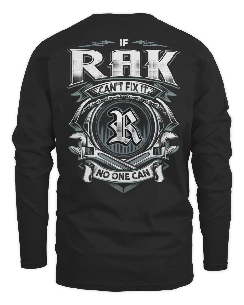 RAK AP81-K4-626 - Personalized Ahmed Quote Apparel “If Ahmed Can't Fix It, No One Can” - Men's Long Sleeved T-Shirt - Black