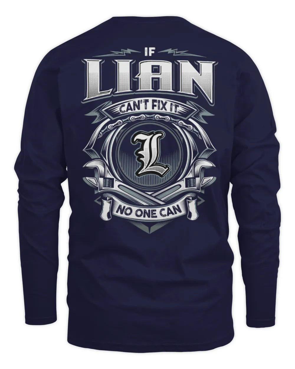 LIAN AP81-K4-626 - Personalized Ahmed Quote Apparel “If Ahmed Can't Fix It, No One Can” - Men's Long Sleeved T-Shirt - Navy