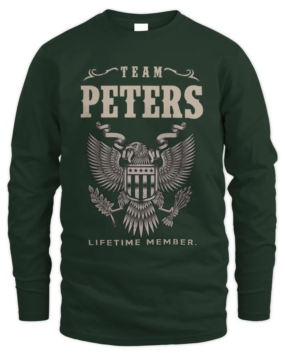 PETERS TP06-K82 – Personalized Classic Style Apparel “Team NAME Lifetime Member” - Men's Long Sleeved T-Shirt - Forest Green
