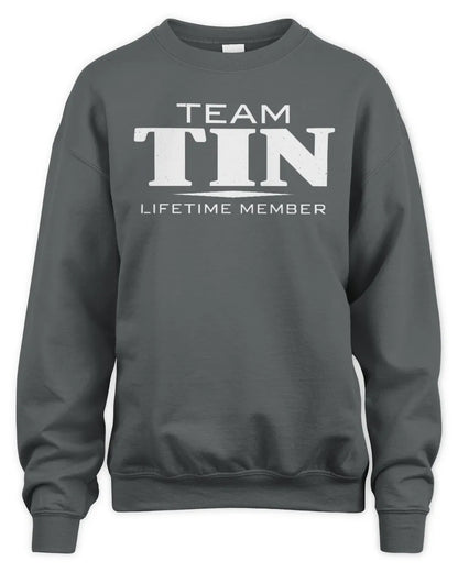 TIN BL62-K4-128 - Personalized “Team NAME Lifetime Member” - Unisex Sweatshirt - Charcoal