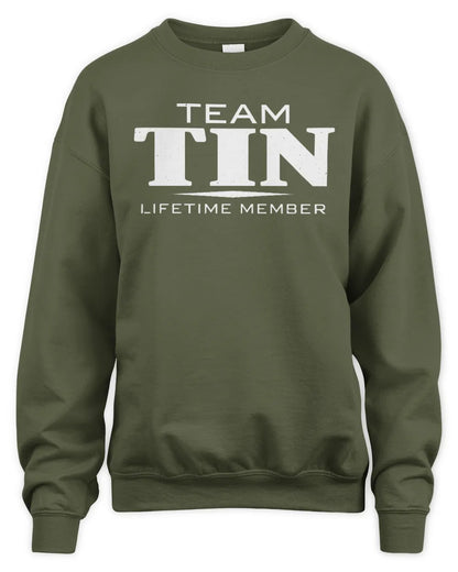 TIN BL62-K4-128 - Personalized “Team NAME Lifetime Member” - Unisex Sweatshirt - Military Green