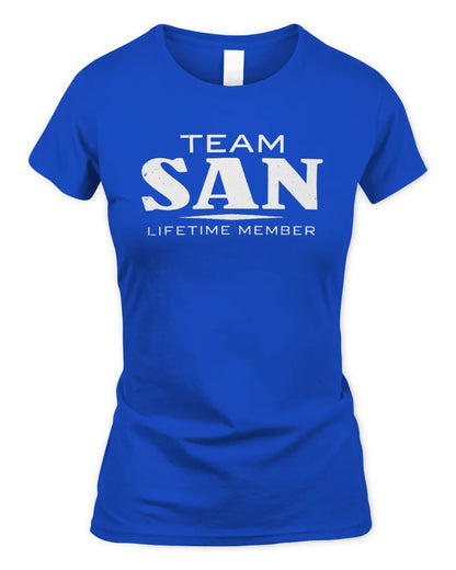 SAN BL62-K4-128 - Personalized “Team NAME Lifetime Member” - Women's Standard T-Shirt - Royal