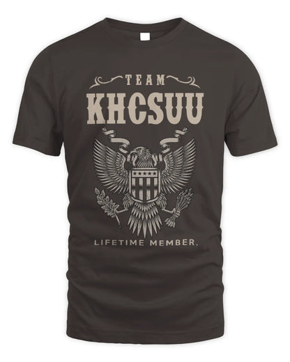KHCSUU TP06-K82 – Personalized Classic Style Apparel “Team NAME Lifetime Member” - Unisex Standard T-Shirt - Dark Chocolate