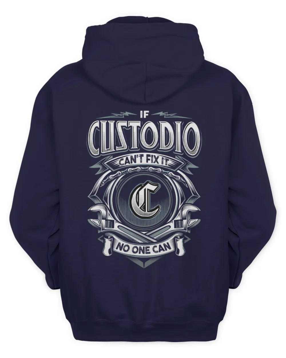 CUSTODIO AP81-K4-626 - Personalized Ahmed Quote Apparel “If Ahmed Can't Fix It, No One Can” - Unisex Hoodie - Navy