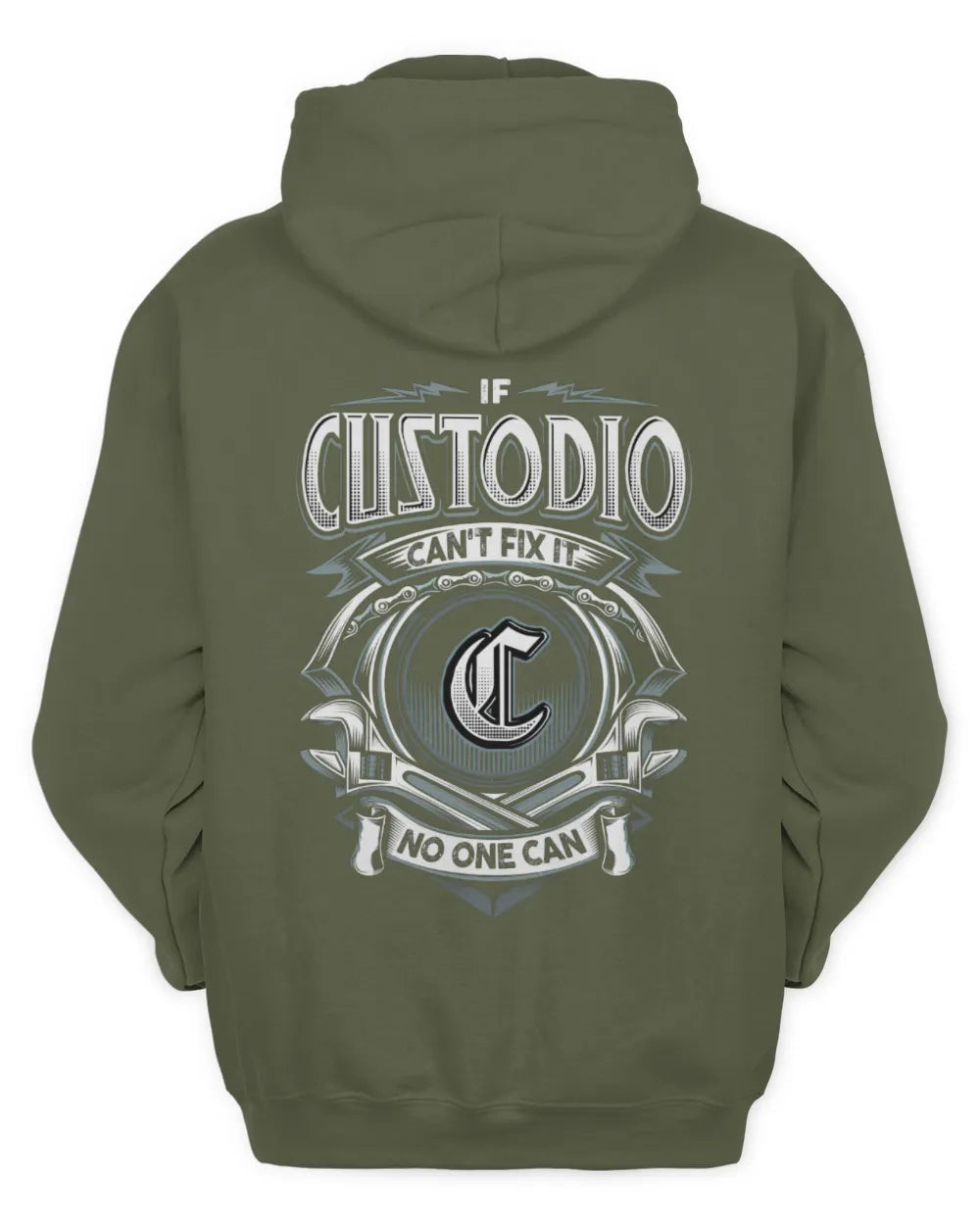 CUSTODIO AP81-K4-626 - Personalized Ahmed Quote Apparel “If Ahmed Can't Fix It, No One Can” - Unisex Hoodie - Military Green