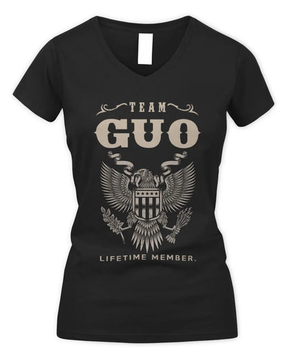 GUO TP06-K82 – Personalized Classic Style Apparel “Team NAME Lifetime Member” - Women's V-Neck T-Shirt - Black