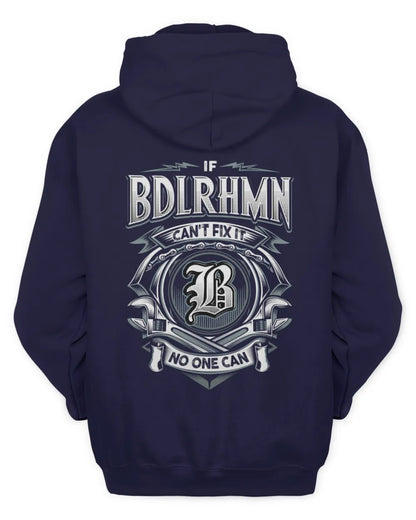 BDLRHMN AP81-K4-626 - Personalized Ahmed Quote Apparel “If Ahmed Can't Fix It, No One Can” - Unisex Hoodie - Navy
