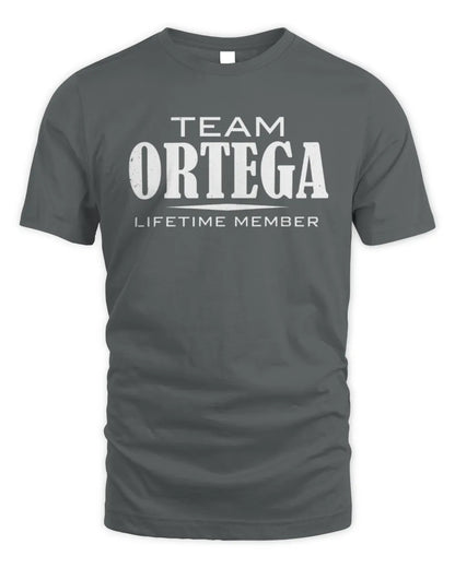 ORTEGA BL62-K4-128 - Personalized “Team NAME Lifetime Member” - Unisex Standard T-Shirt - Charcoal