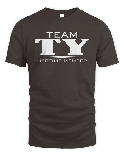 TY BL62-K4-128 - Personalized “Team NAME Lifetime Member” - Unisex Standard T-Shirt - Dark Chocolate