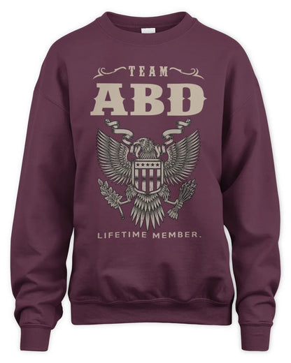 ABD TP06-K82 – Personalized Classic Style Apparel “Team NAME Lifetime Member” - Unisex Sweatshirt - Maroon