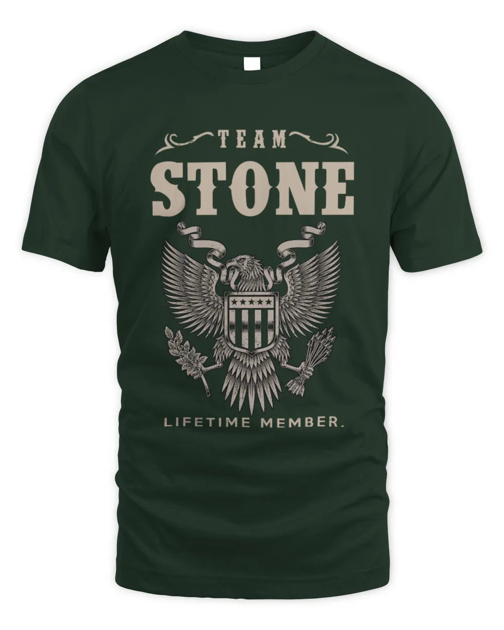 STONE TP06-K82 – Personalized Classic Style Apparel “Team NAME Lifetime Member” - Unisex Standard T-Shirt - Forest Green