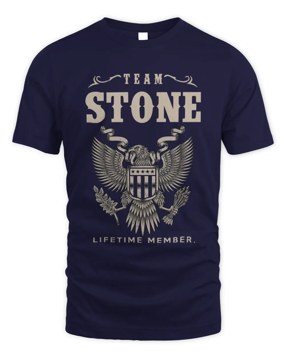 STONE TP06-K82 – Personalized Classic Style Apparel “Team NAME Lifetime Member” - Unisex Standard T-Shirt - Navy