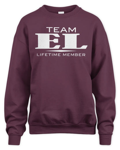 EL BL62-K4-128 - Personalized “Team NAME Lifetime Member” - Unisex Sweatshirt - Maroon