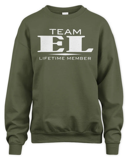 EL BL62-K4-128 - Personalized “Team NAME Lifetime Member” - Unisex Sweatshirt - Military Green